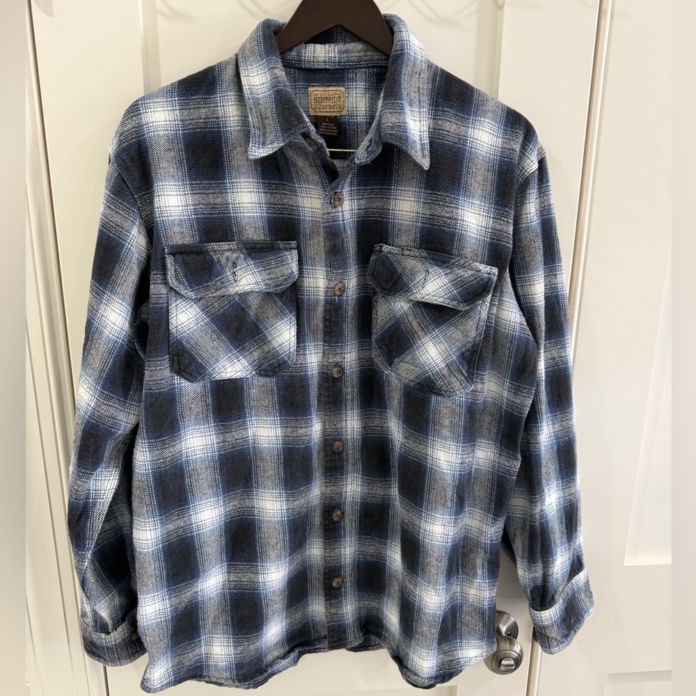 Men's Blue Plaid Casual Button Down Shirt